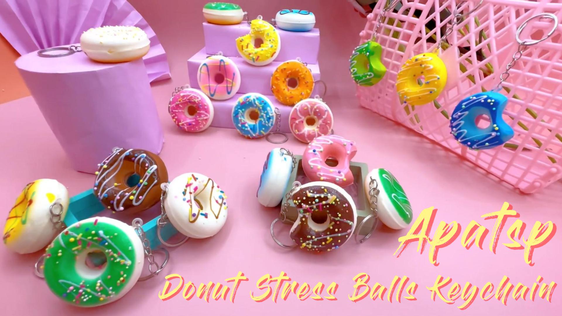 20 Pcs Mini Donut Stress Balls Keychain 2 Inch Slow Rising Fake